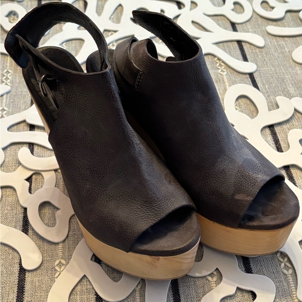 All Saints Black Leather Platform Shoes